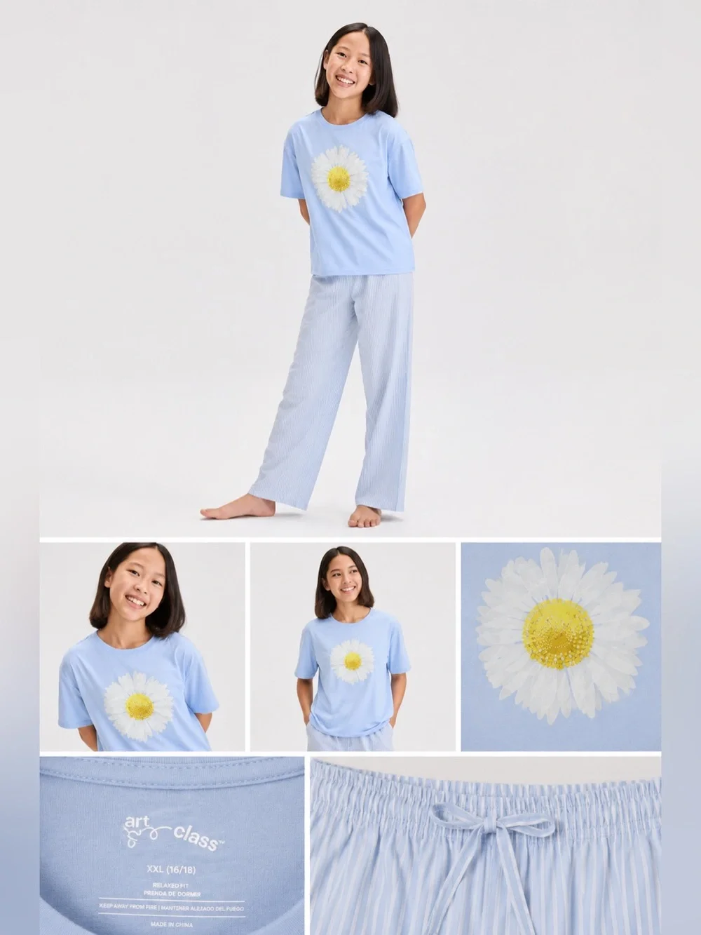 Art Class Girl’s Blue Sleepwear Top And Pants Pajamas Set Size XXL(16-18)